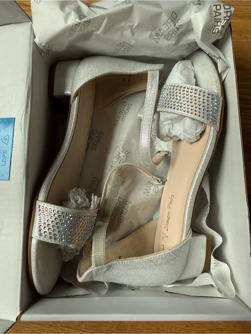 Dream Pairs Silver Glitter Rhinestone Ankle-Strap Dress Sandals